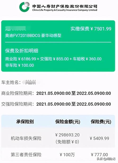 2021年车险价格表