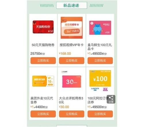 信用卡积分兑换能换什么