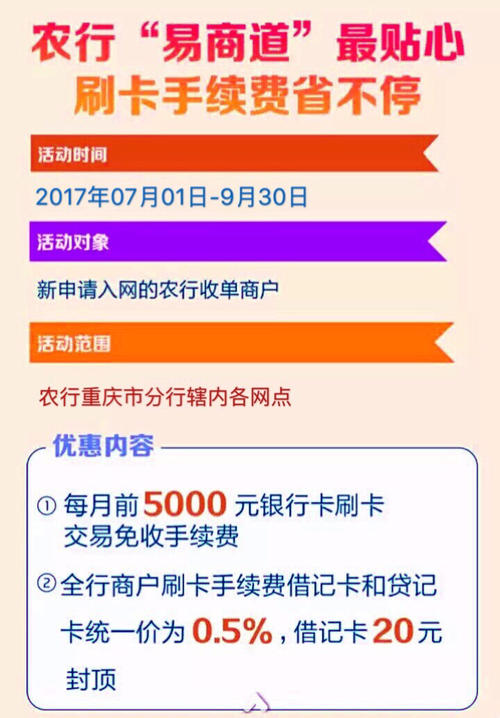 农业银行pos机刷卡押金